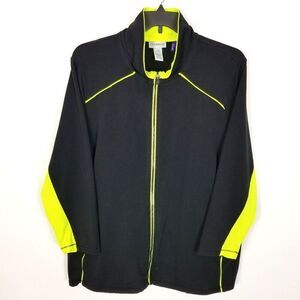 Catherines Women Plus Full zip Athletic Jacket Size 2X Petite Black Yellow